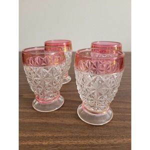 Vintage Tiffin Franciscan Juice Glass Cranberry Flash set of 4